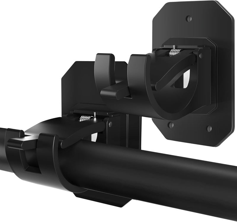 Codoule 2PCS Black No Drill Curtain Rod Brackets, Window Treatment Rod Holders, Plastic & Stainless Steel, Adhesive & Screw Mount, 20 Pounds Load Capacity - Image 1